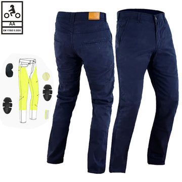 Stork Mens Motorcycle Lined with Kevlar Chinos Pants Blue