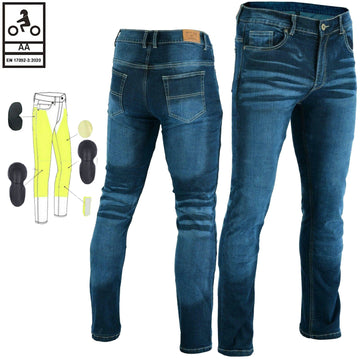 Highway Mens Motorcycle Stretch Lined with Kevlar Jeans Blue
