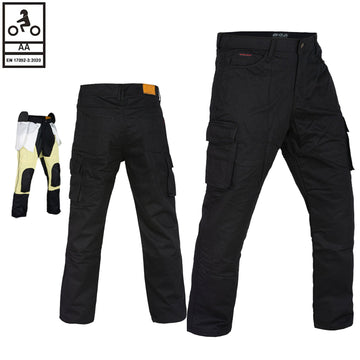 Robin Mens Motorcycle Lined with Kevlar Cargo Jeans Black