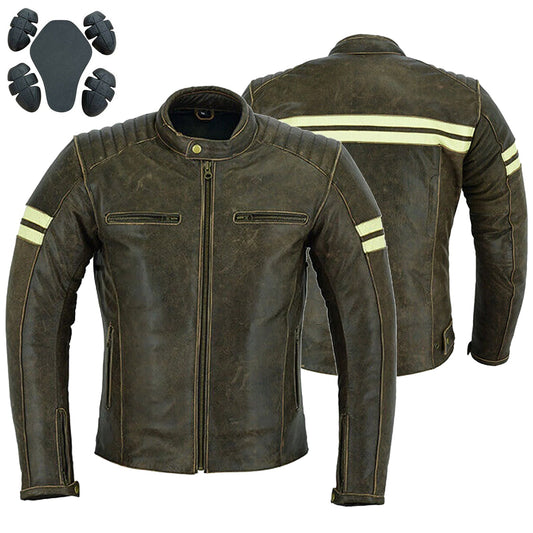 Motorcycle Leather Jacket Roadster Retro Classic Rider Style