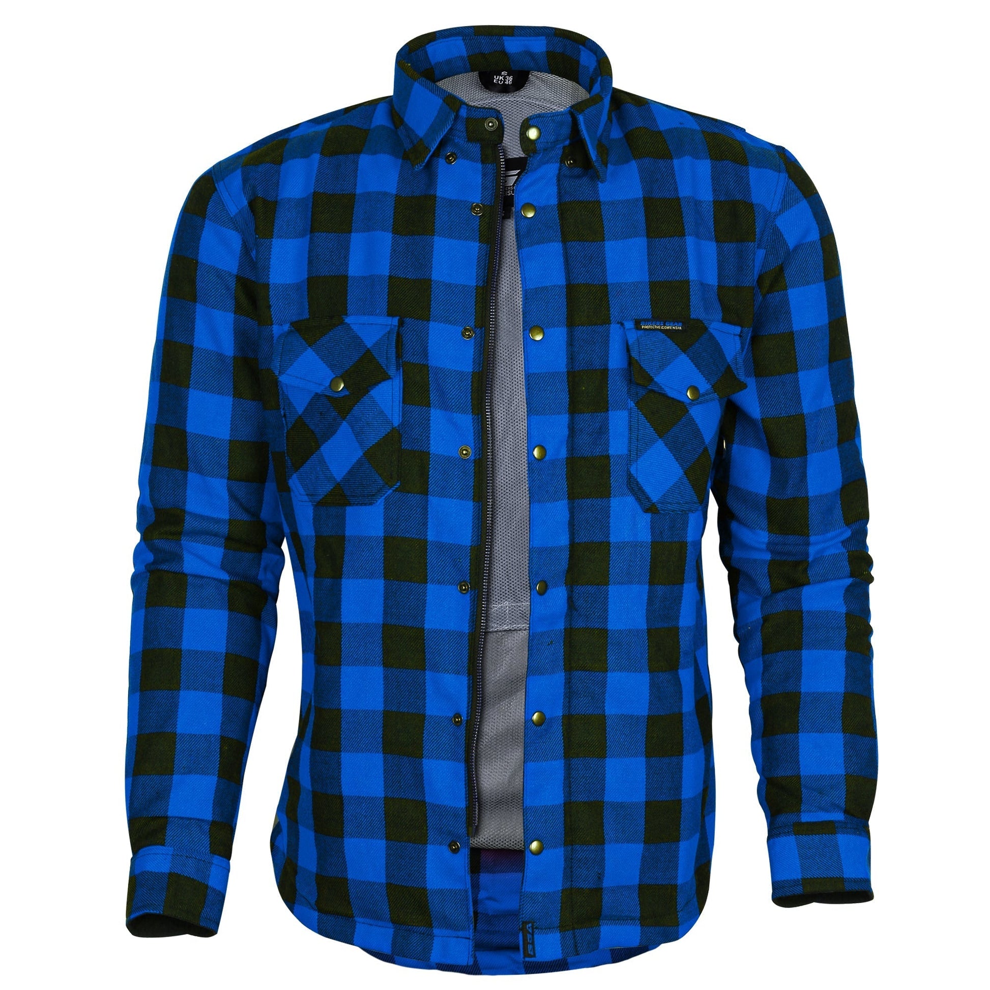 Bikers Gear Australia Exo Protective Motorcycle Flannel Shirts Blue/Black - Premium Men Protective Shirts - Just £68.98! Shop now at Australian Bikers Gear