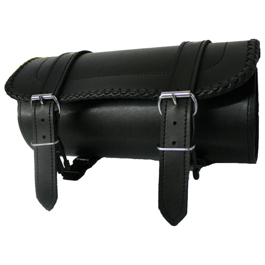 Bikers Gear Australia Motorcycle Letaher Roll Tool Saddle Bag Plain Braided Edge