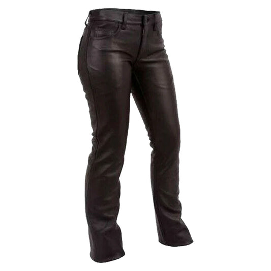 Womens Motorcycle Hobart Leather Jeans Pant Black