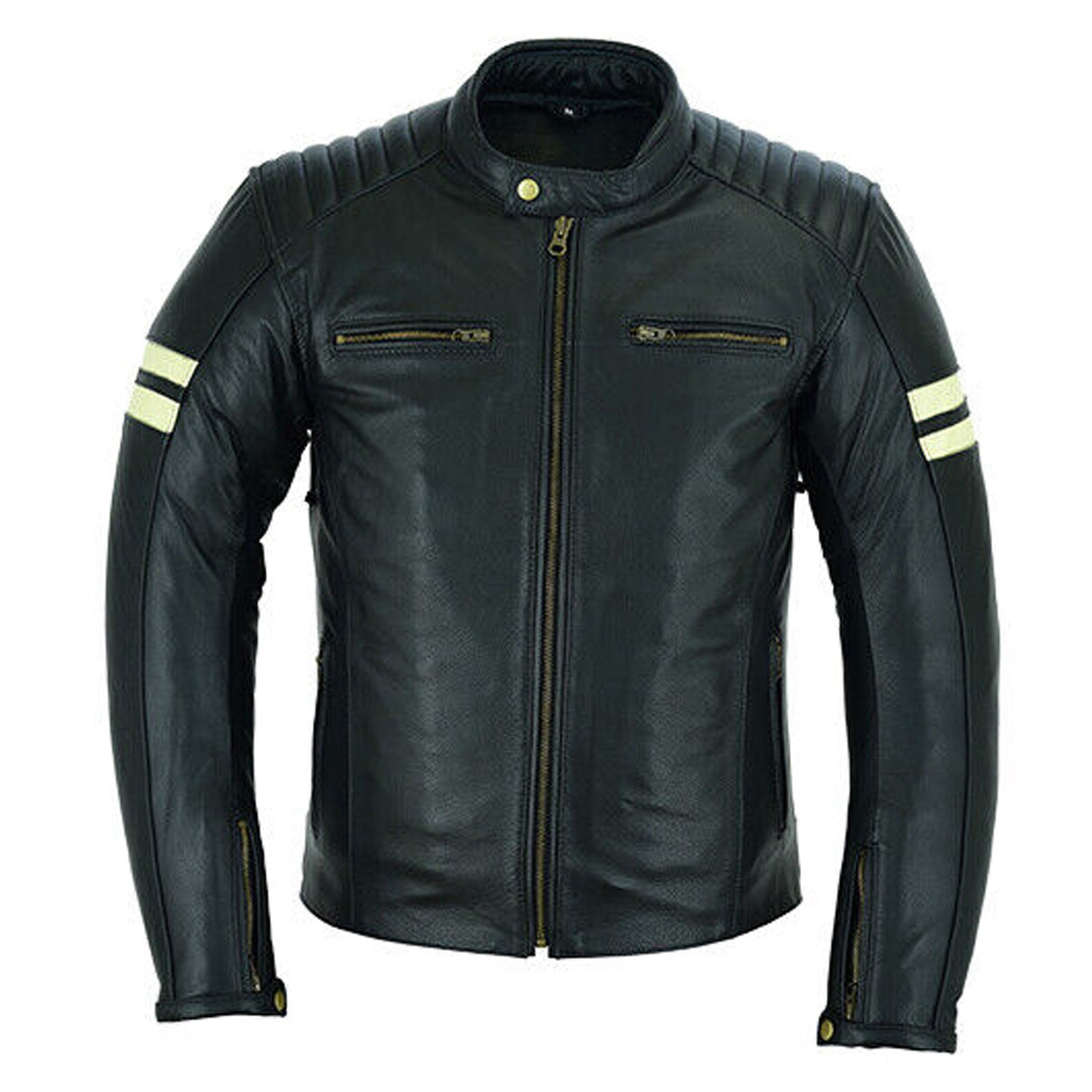 Motorcycle Leather Jacket Roadster Classic Black/White