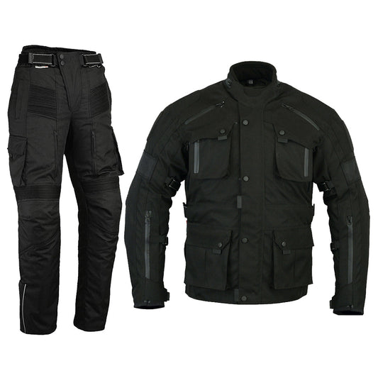Mens Motorcycle 2pc Suit Waterproof Jacket With Cargo Trousers