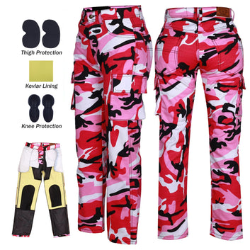 Robin Women Motorcycle Lined with Kevlar Cargo Pants Pink