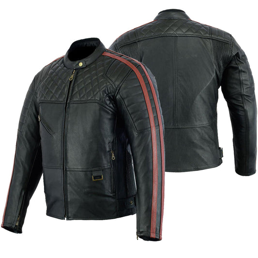 Motorcycle Baron Naked Leather Jacket Black Red