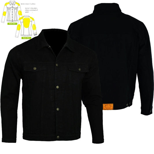 Mens Jack Motorcycle Denim Lined with Kevlar Jacket Black