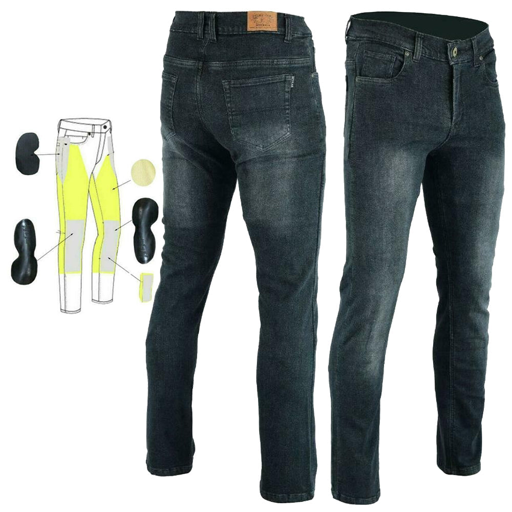 Highway Mens Motorcycle Lined with Kevlar Jeans Grey