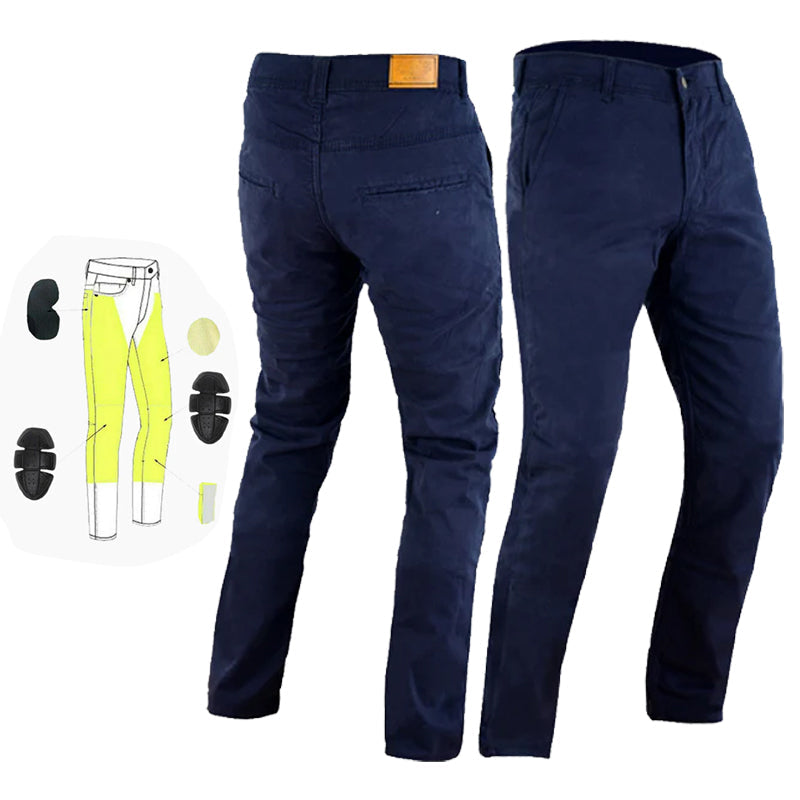 Stork Mens Motorcycle Lined with Kevlar Chinos Pants Blue