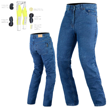 Forster Mens Motorcycle Classic Denim Lined with Kevlar Jeans Blue