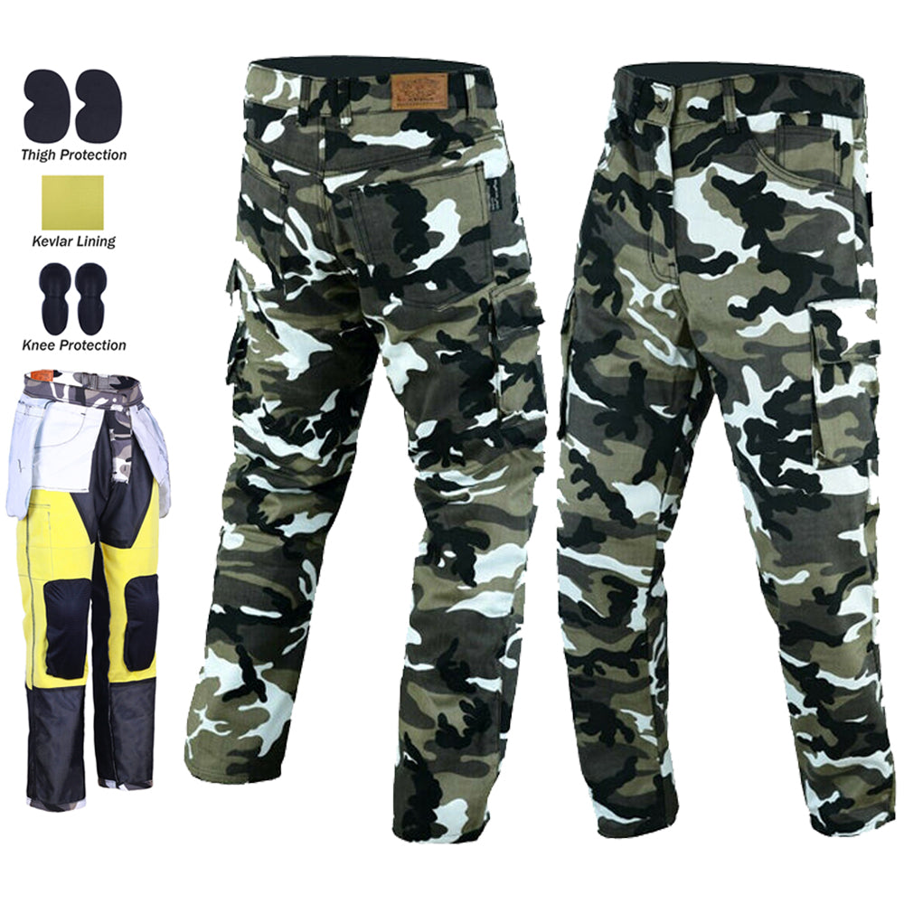Robin Men Motorcycle Lined with Kevlar Cargo Pants Grey