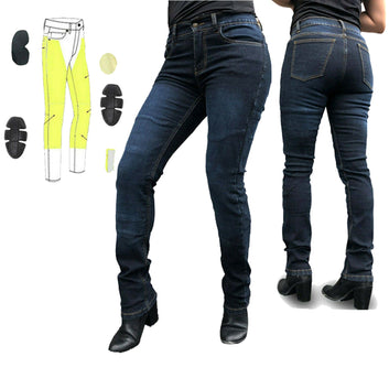 Storm Womens Motorcycle Lined with Kevlar Jeans Blue