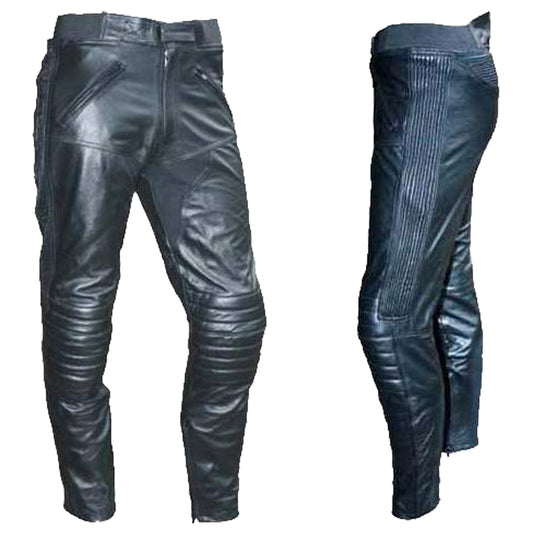 New Mens Premium Leather Touring Motorcycle Pants CE Armour Hips Knees