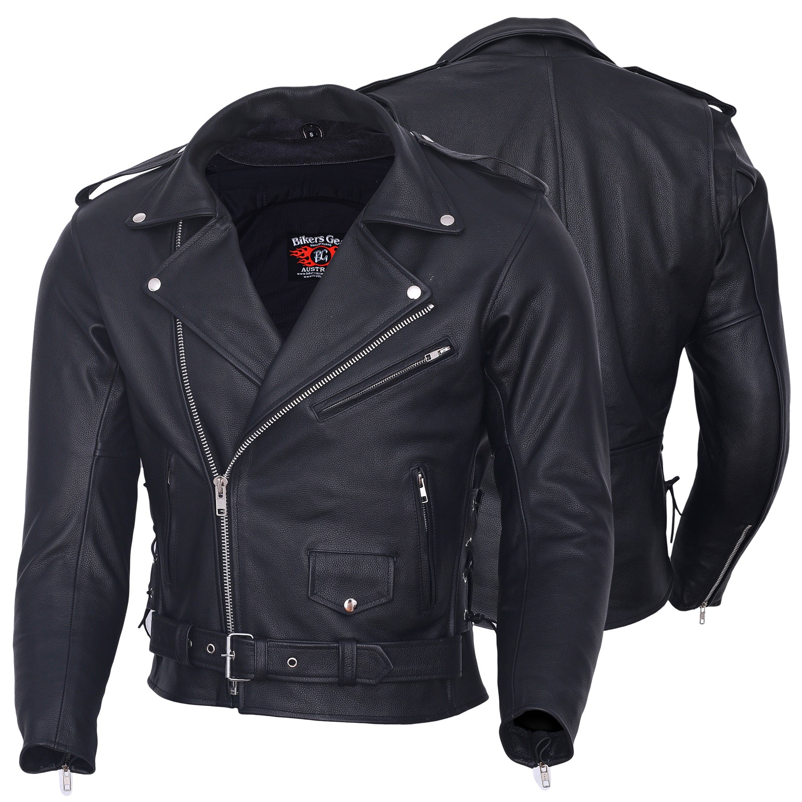 Motorcycle Leather Jacket Brando Patrol Style Classic
