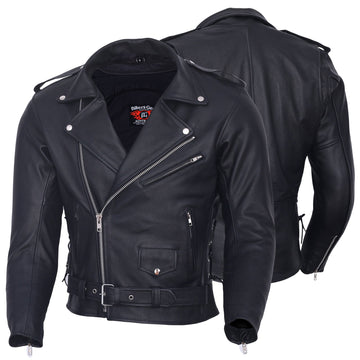 Motorcycle Leather Jacket Brando Patrol Style Classic