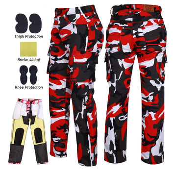 Robin Women Motorcycle Lined with Kevlar Cargo Pants Red