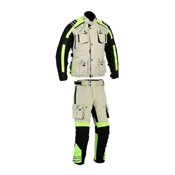 Motorcycle Velocity Adventure Waterproof Jacket + Trouser CE Armoured HIVIZ 2PCS Suits