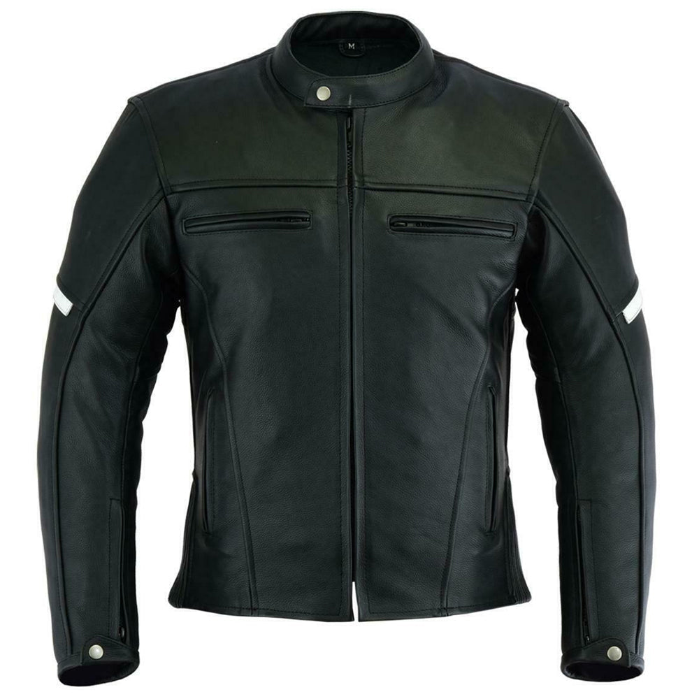 Mens Motorcycle Leather Jacket Warrior Sports Dainese Styling Black