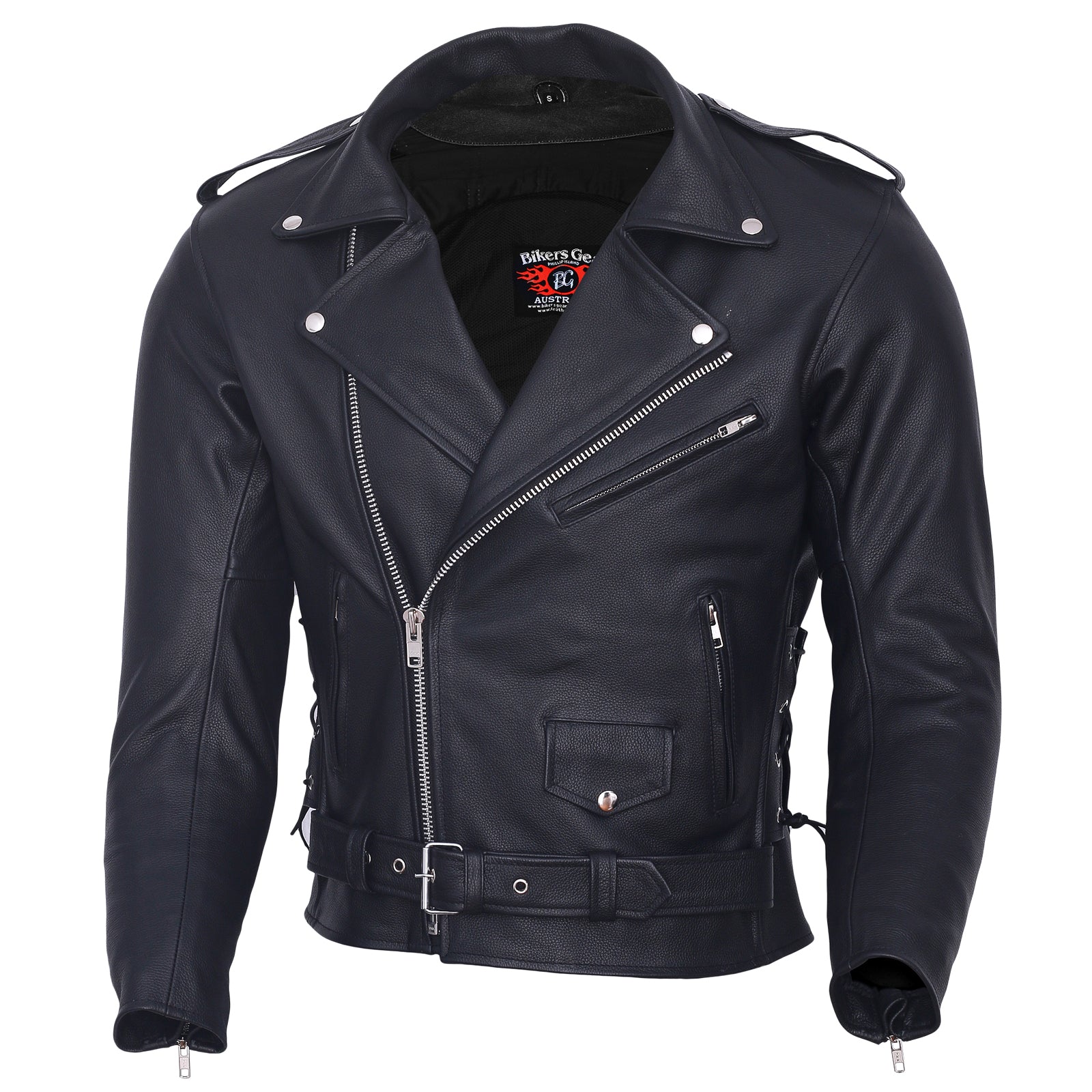Motorcycle Leather Jacket Brando Patrol Style Classic