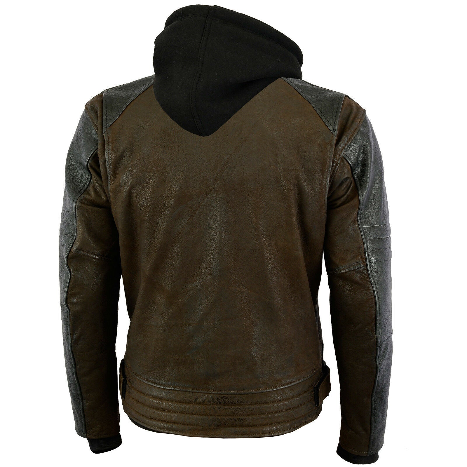Mens Motorcycle Leather Jacket Brown Cobar Waxed Nubuck