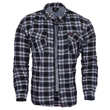 Bikers Gear Australia Exo Protective Motorcycle Flannel Shirts Black/White