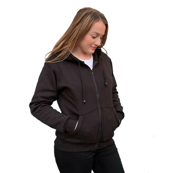 Motorcycle Ladies Lined with Kevlar Hoodie Black CE Armour
