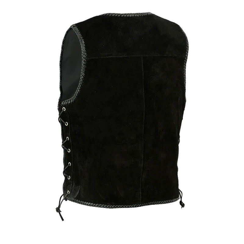 Bikers Gear Australia Aero Motorcycle Suede Vest Black