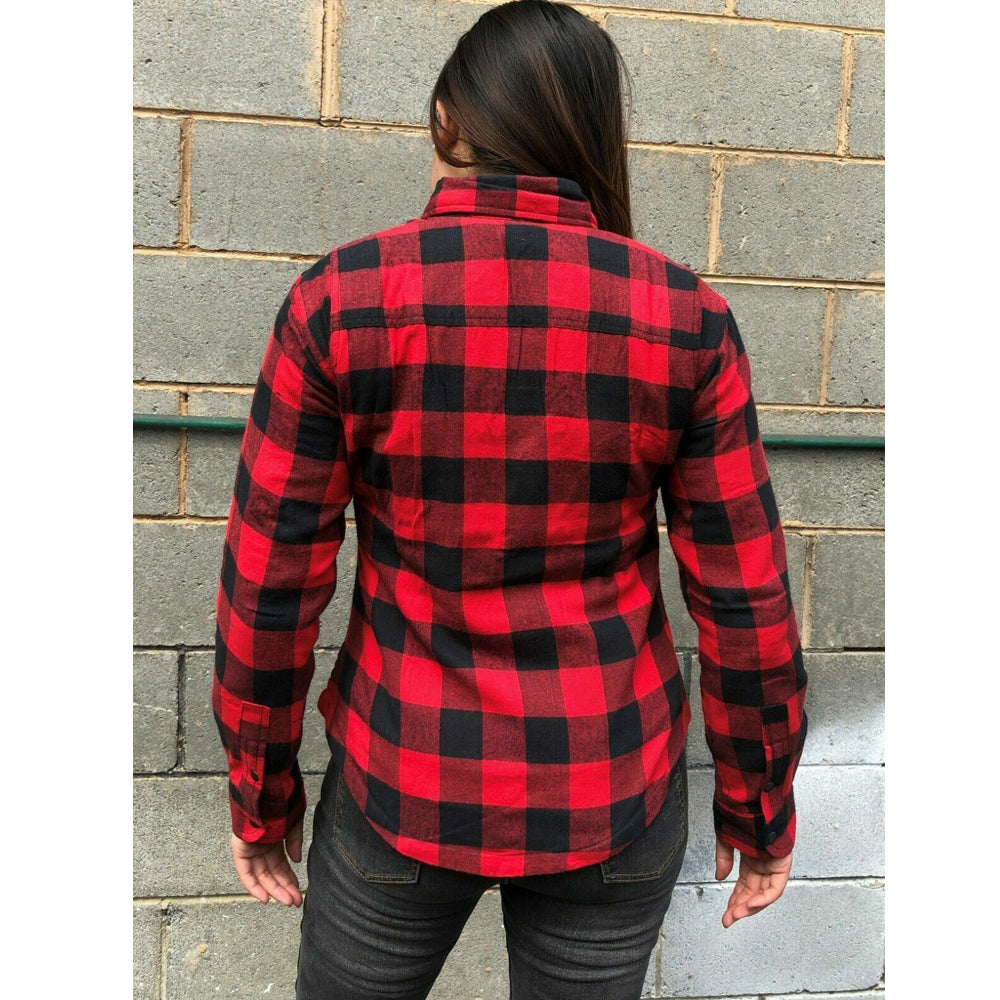 Brat Ladies Motorcycle Flannel Lined with Kevlar Shirts Red/Black