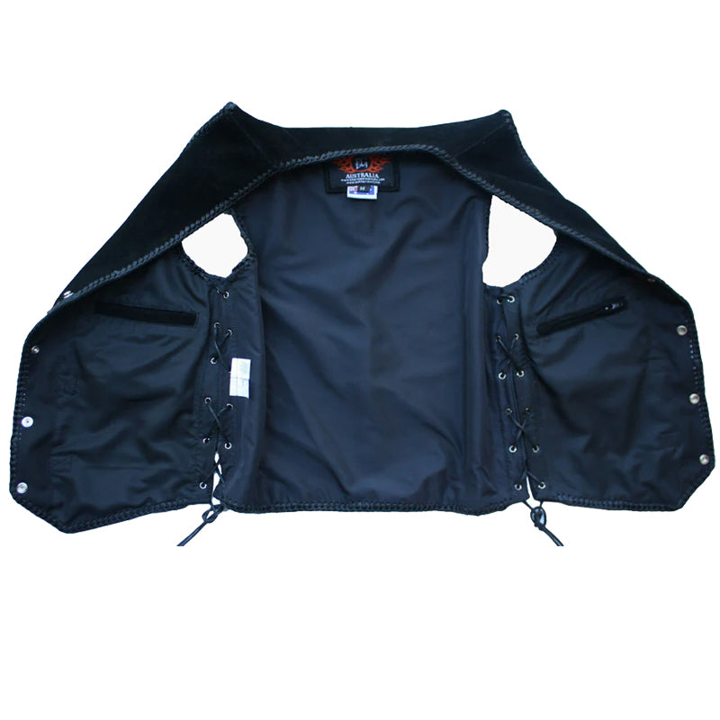 Bikers Gear Australia Aero Motorcycle Suede Vest Black