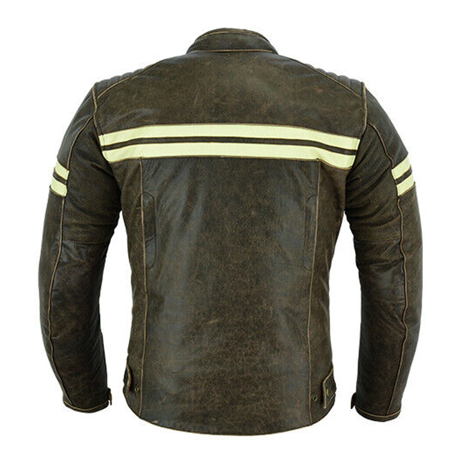 Mens Motocycle Leather Jacket Brown Roadster Retro Classic