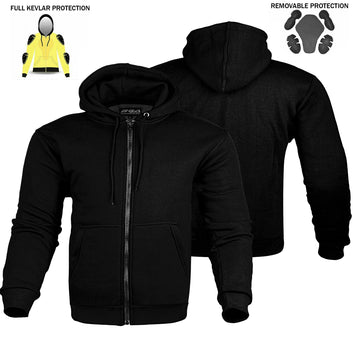 Mens Alpha Protective  Motorcycle Hoodie Lined with Kevlar Black