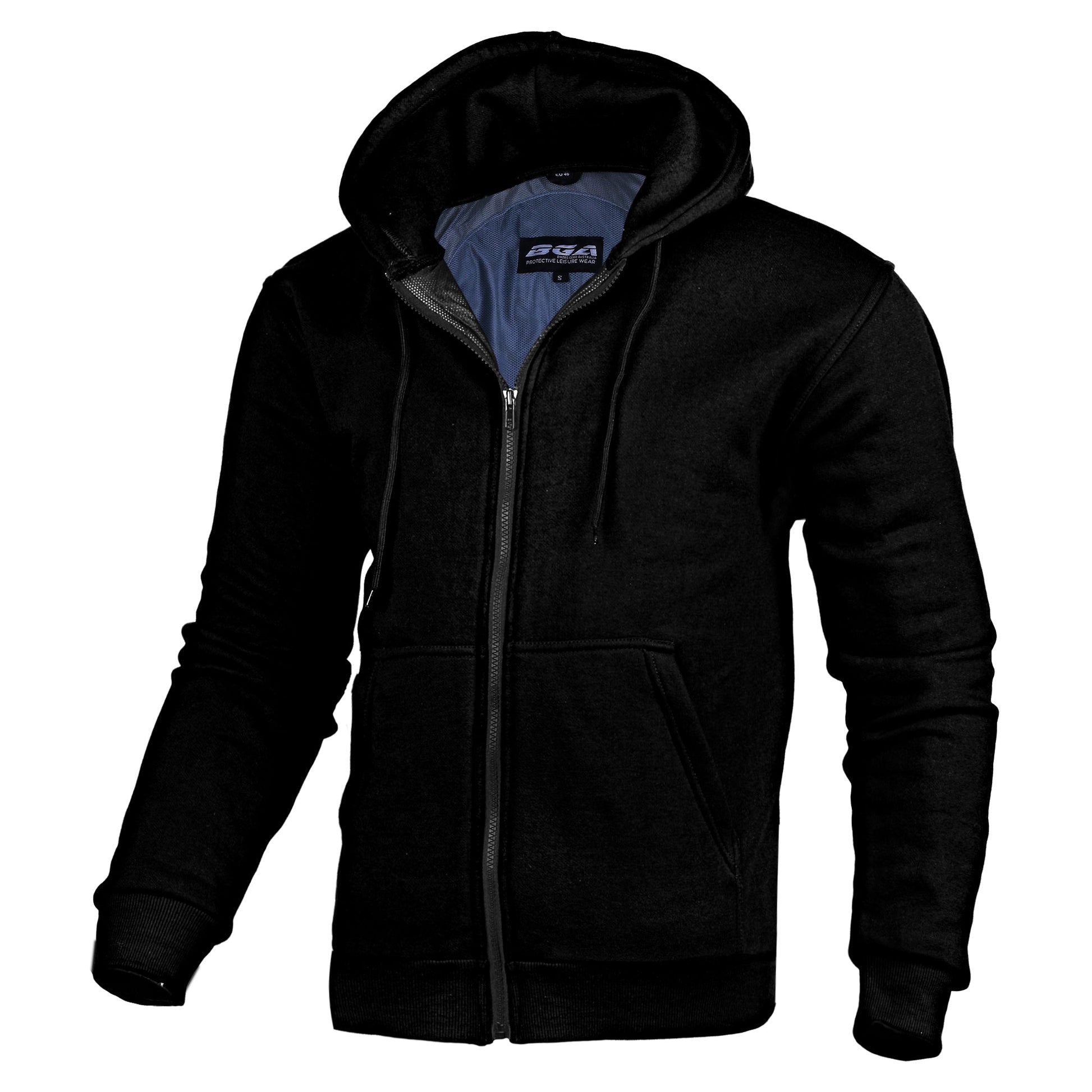 Mens Alpha Protective  Motorcycle Hoodie Lined with Kevlar Black