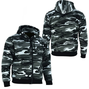 Alpha Motorcycle Hoodie Lined with Kevlar Camo Grey