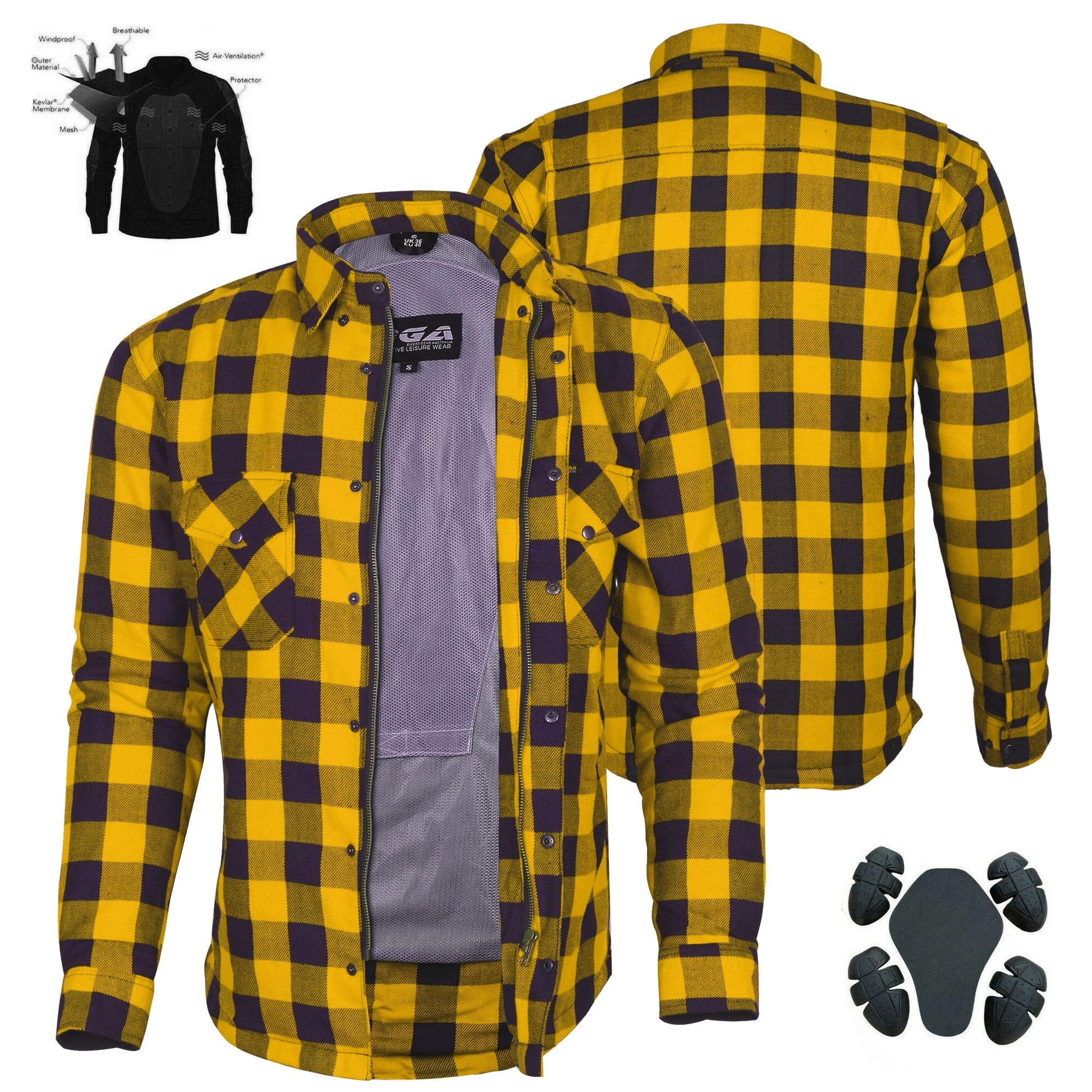Mens Motorcycle Exo Protective Kevlar Flannel Shirts
