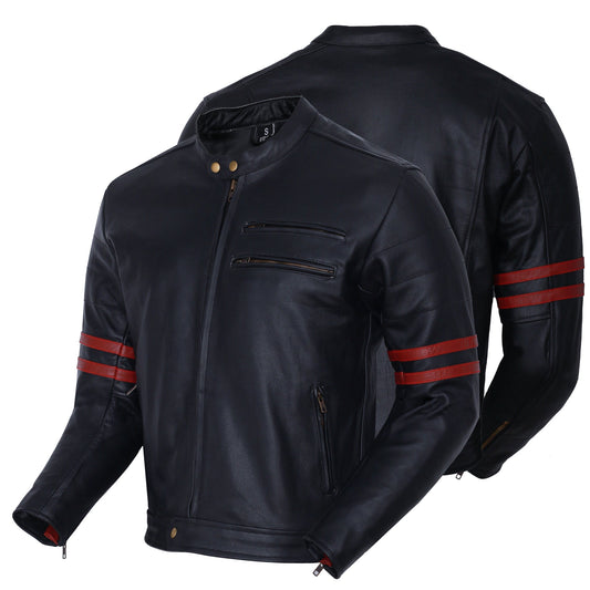 Motorcycle Leather Vintage Jacket The Rocker Black/Oxblood