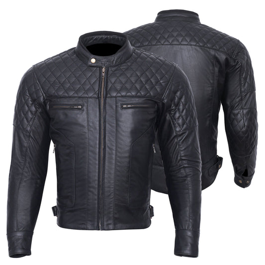 Motorcycle Limited Baron Diamond Premium Quality Soft Analine Leather Jacket CE Removable Armour