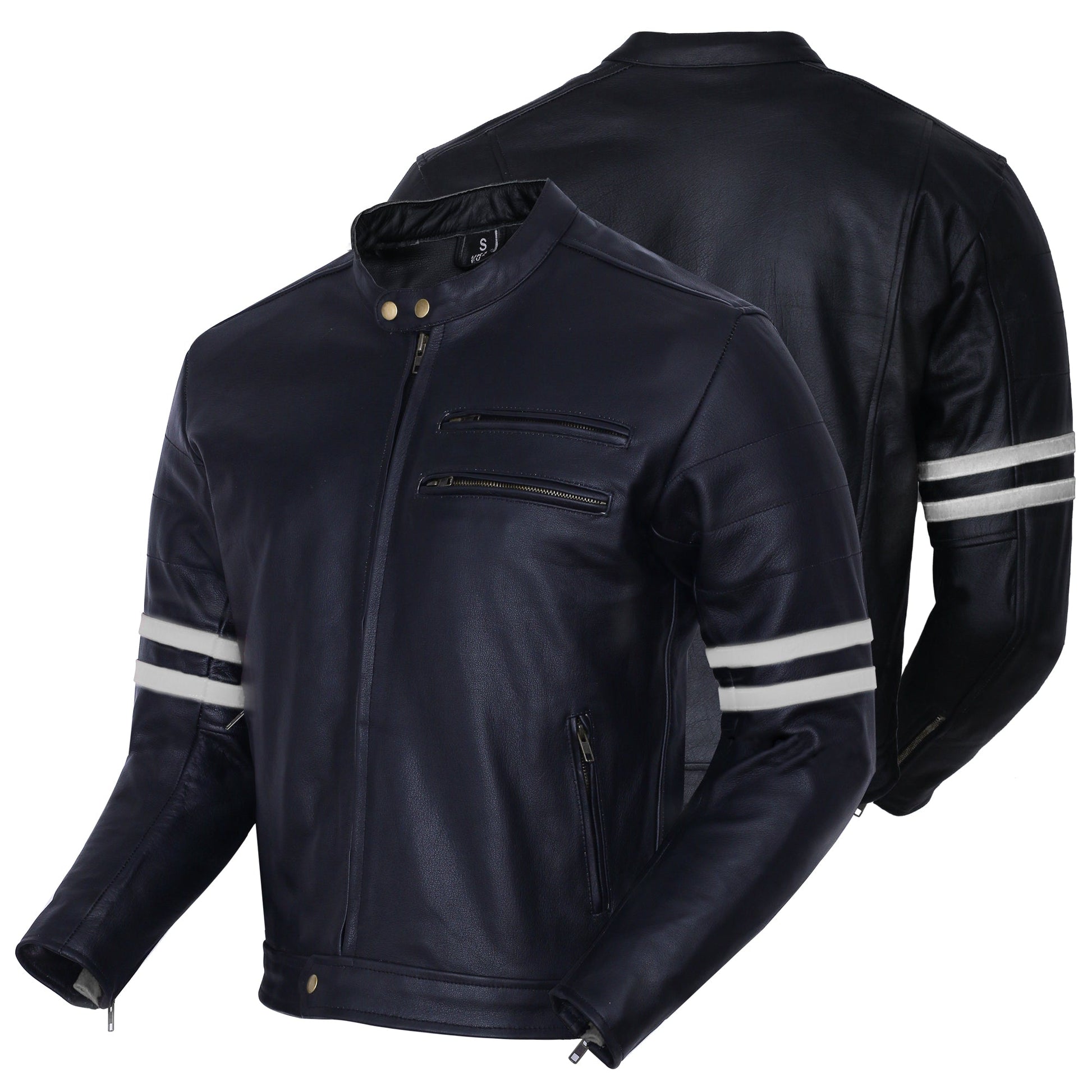 Motorcycle Leather Vintage Jacket The Rocker Black White