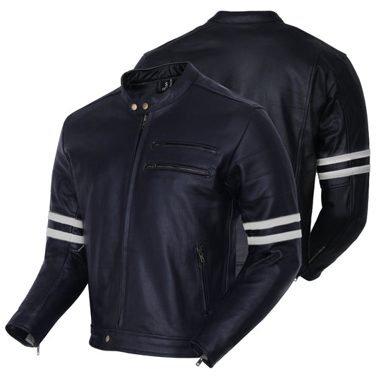 Motorcycle Leather Vintage Jacket The Rocker Black White