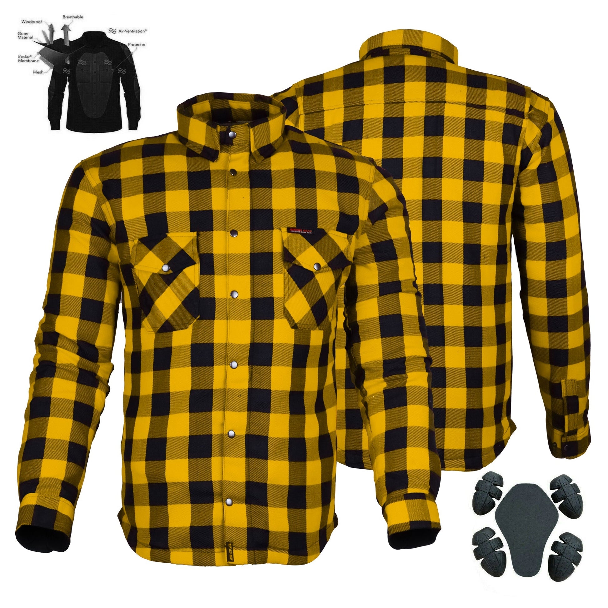 Mens Motorcycle Exo Protective Kevlar Flannel Shirts