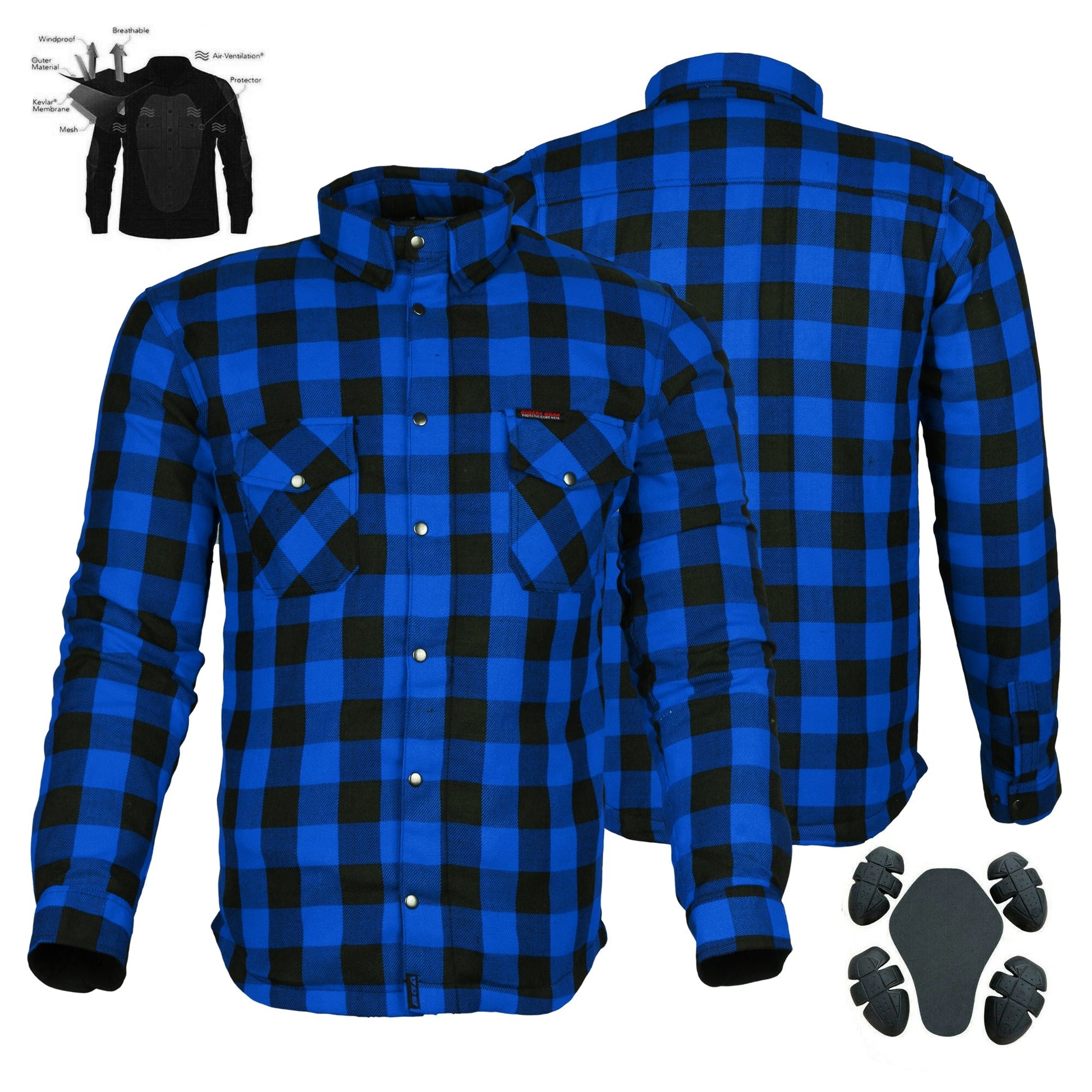 Mens Motorcycle Exo Protective Kevlar Flannel Shirts
