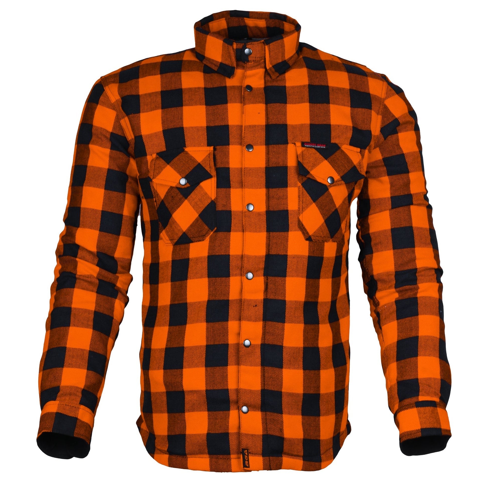 Bikers Gear Australia Exo Protective Motorcycle Flannel Shirts Orange/Black - Premium Men Protective Shirts - Just £68.98! Shop now at Australian Bikers Gear