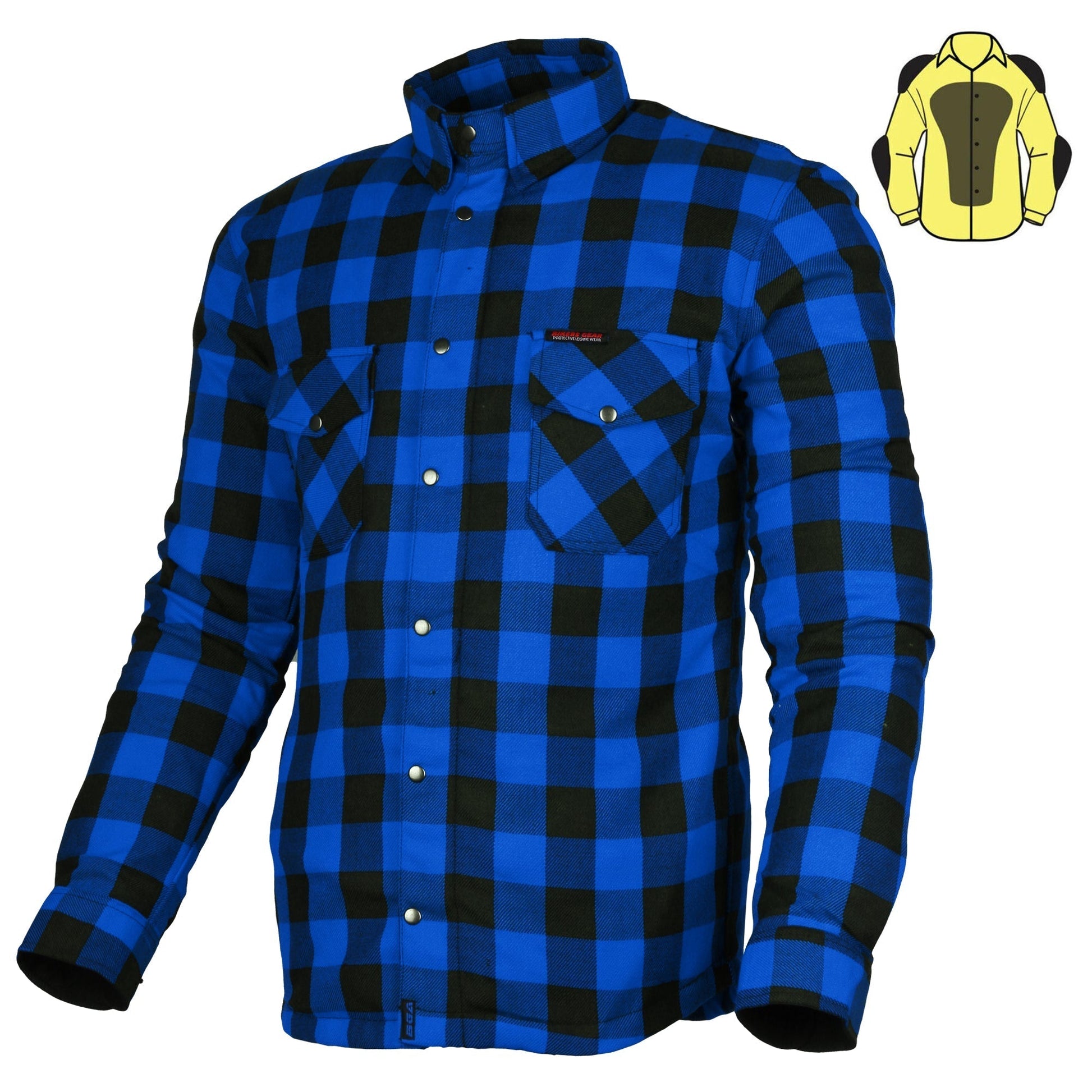 Bikers Gear Australia Exo Protective Motorcycle Flannel Shirts Blue/Black - Premium Men Protective Shirts - Just £68.98! Shop now at Australian Bikers Gear