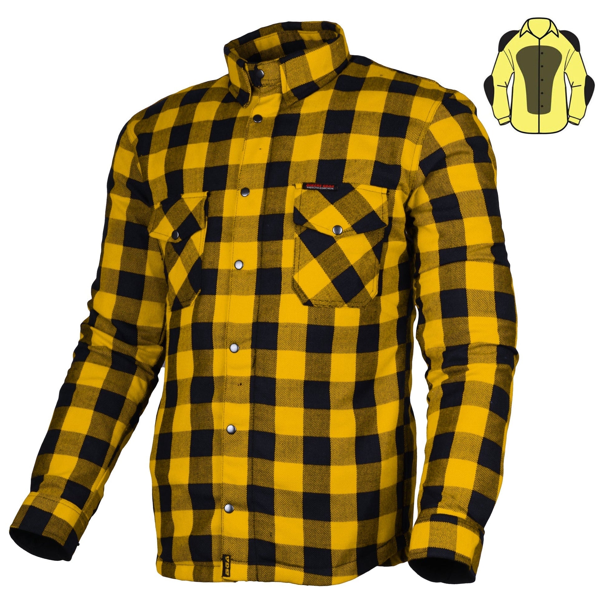 Bikers Gear Australia Exo Protective Motorcycle Flannel Shirts Yellow - Premium Men Protective Shirts - Just £68.98! Shop now at Australian Bikers Gear