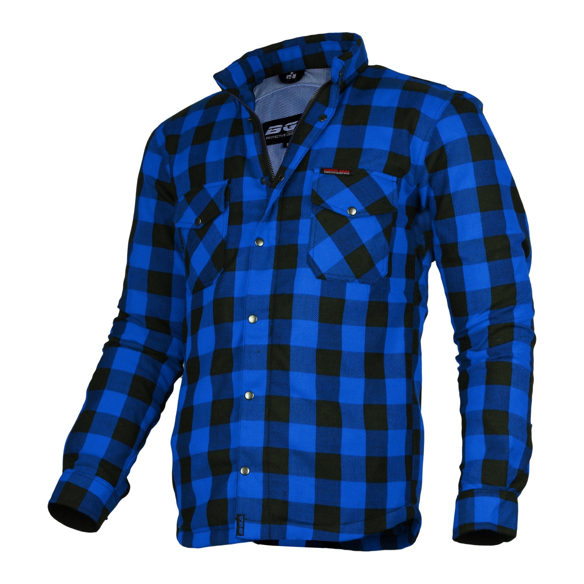 Bikers Gear Australia Exo Protective Motorcycle Flannel Shirts Blue/Black - Premium Men Protective Shirts - Just £68.98! Shop now at Australian Bikers Gear