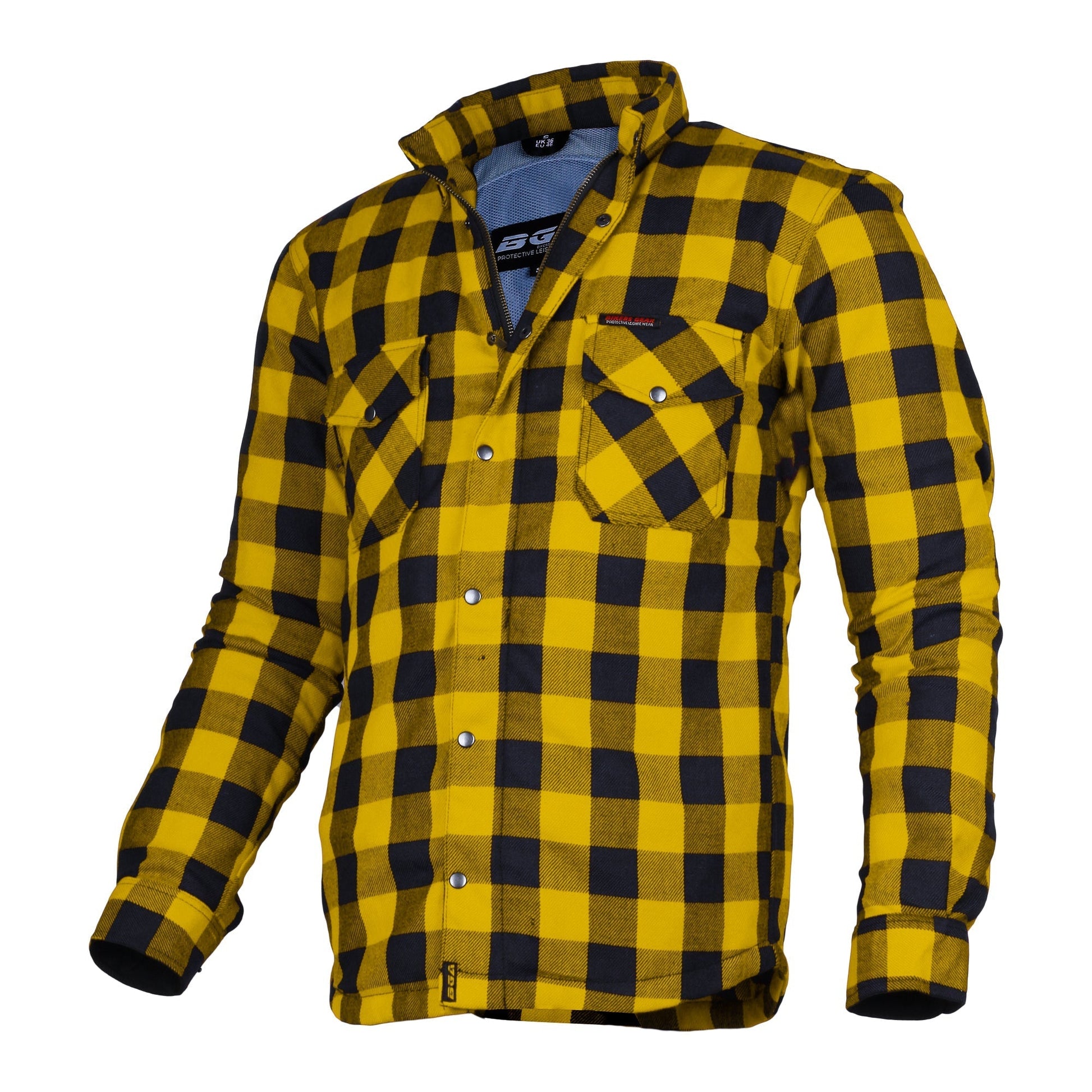 Bikers Gear Australia Exo Protective Motorcycle Flannel Shirts Yellow - Premium Men Protective Shirts - Just £68.98! Shop now at Australian Bikers Gear