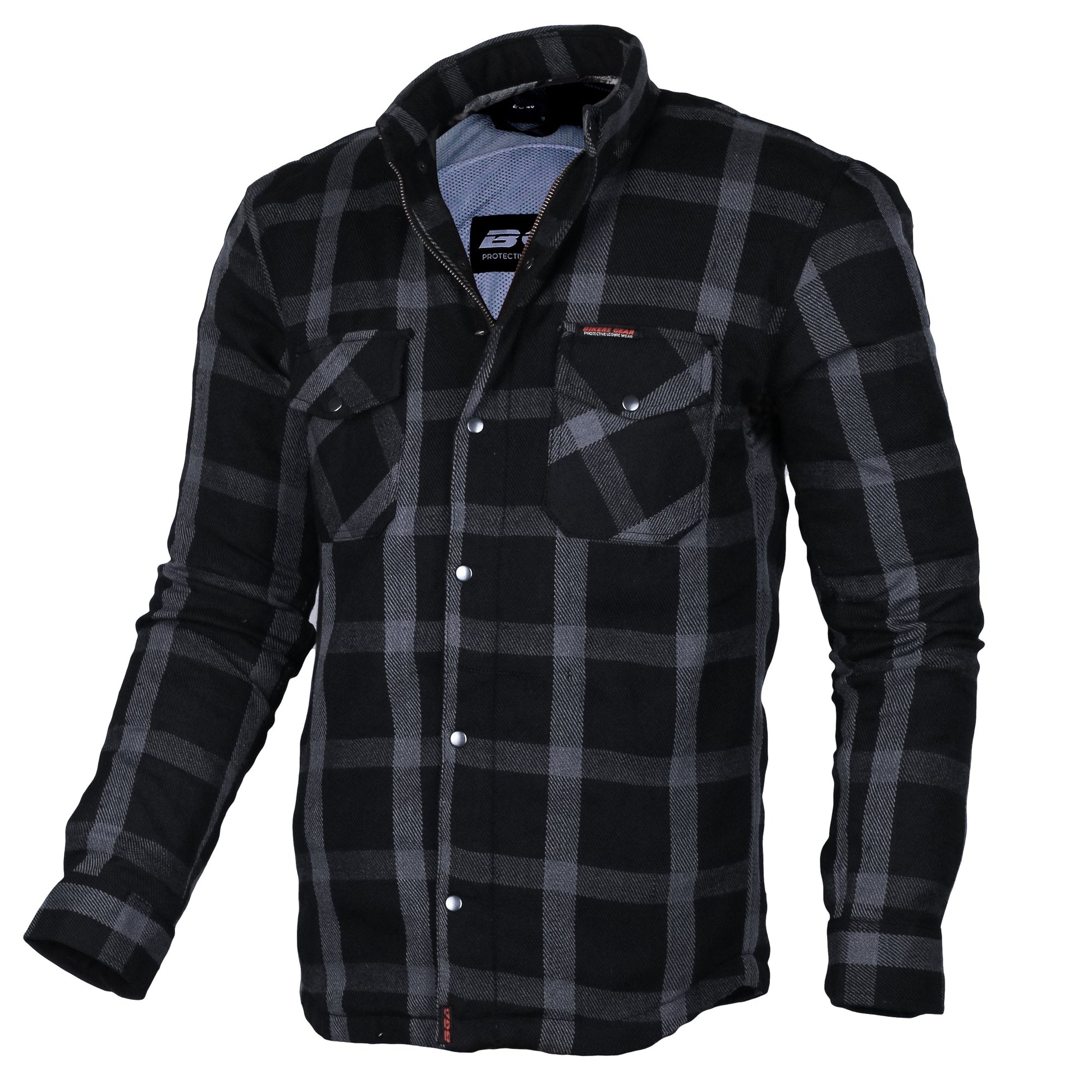 Bikers Gear Australia Exo Protective Motorcycle Flannel Shirts Grey/Black - Premium Men Protective Shirts - Just £68.98! Shop now at Australian Bikers Gear