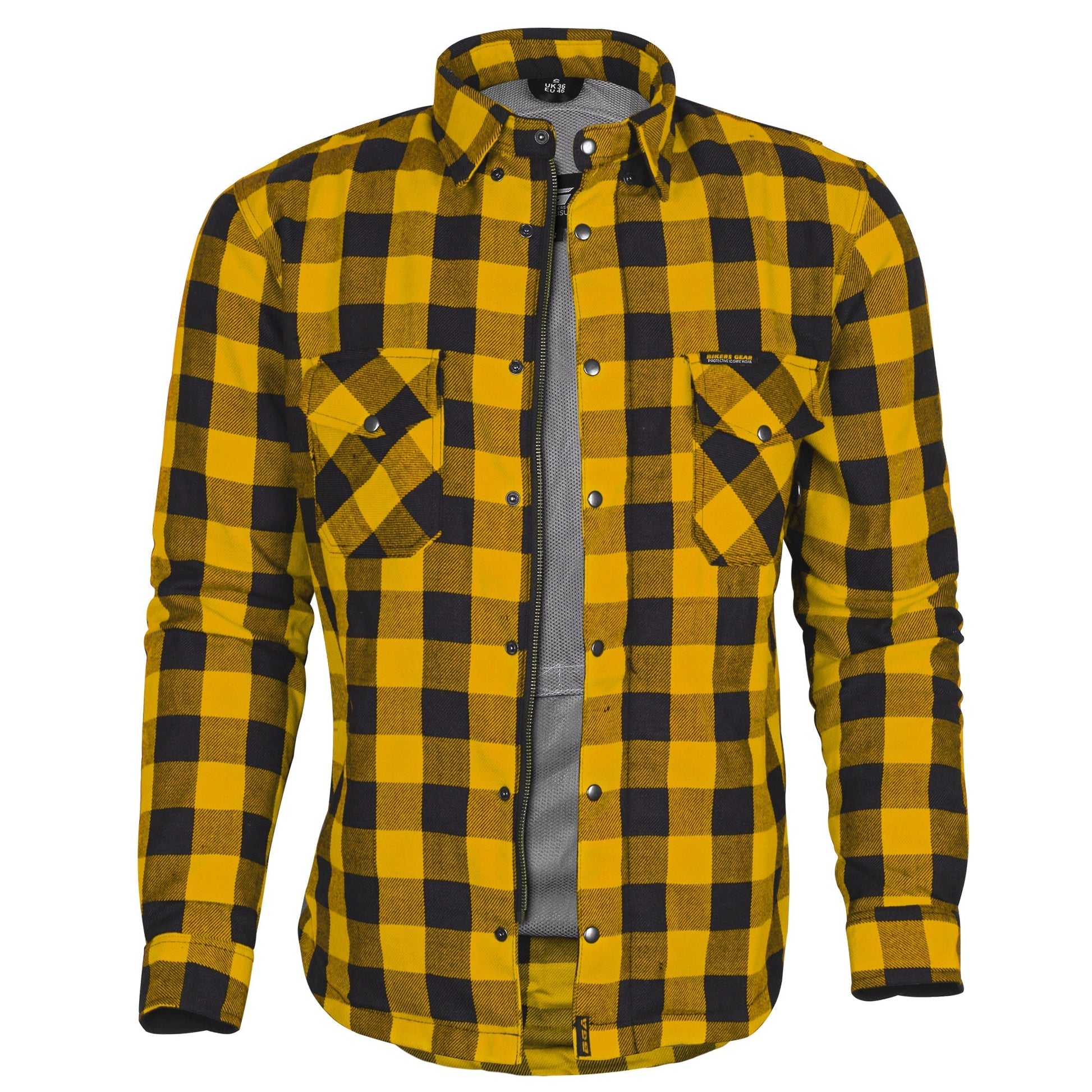 Bikers Gear Australia Exo Protective Motorcycle Flannel Shirts Yellow - Premium Men Protective Shirts - Just £68.98! Shop now at Australian Bikers Gear