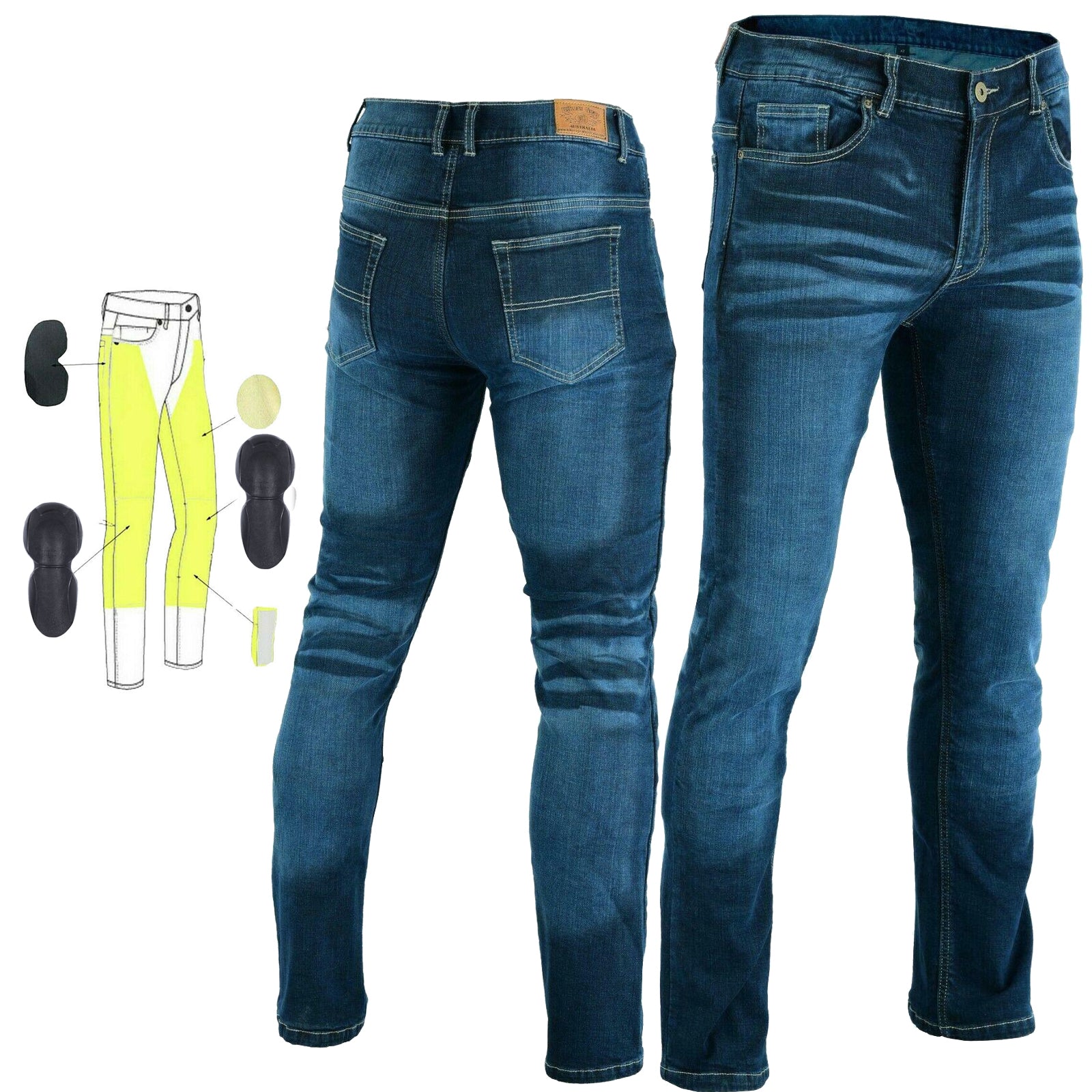 Highway Mens Motorcycle Stretch Lined with Kevlar Jeans Blue