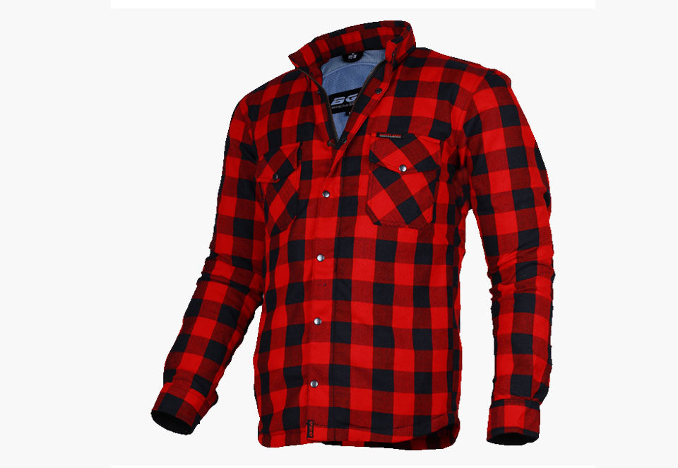 Bikers Gear Australia Exo Protective Motorcycle Flannel Shirts Red/Black - Premium Men Protective Shirts - Just £68.98! Shop now at Australian Bikers Gear